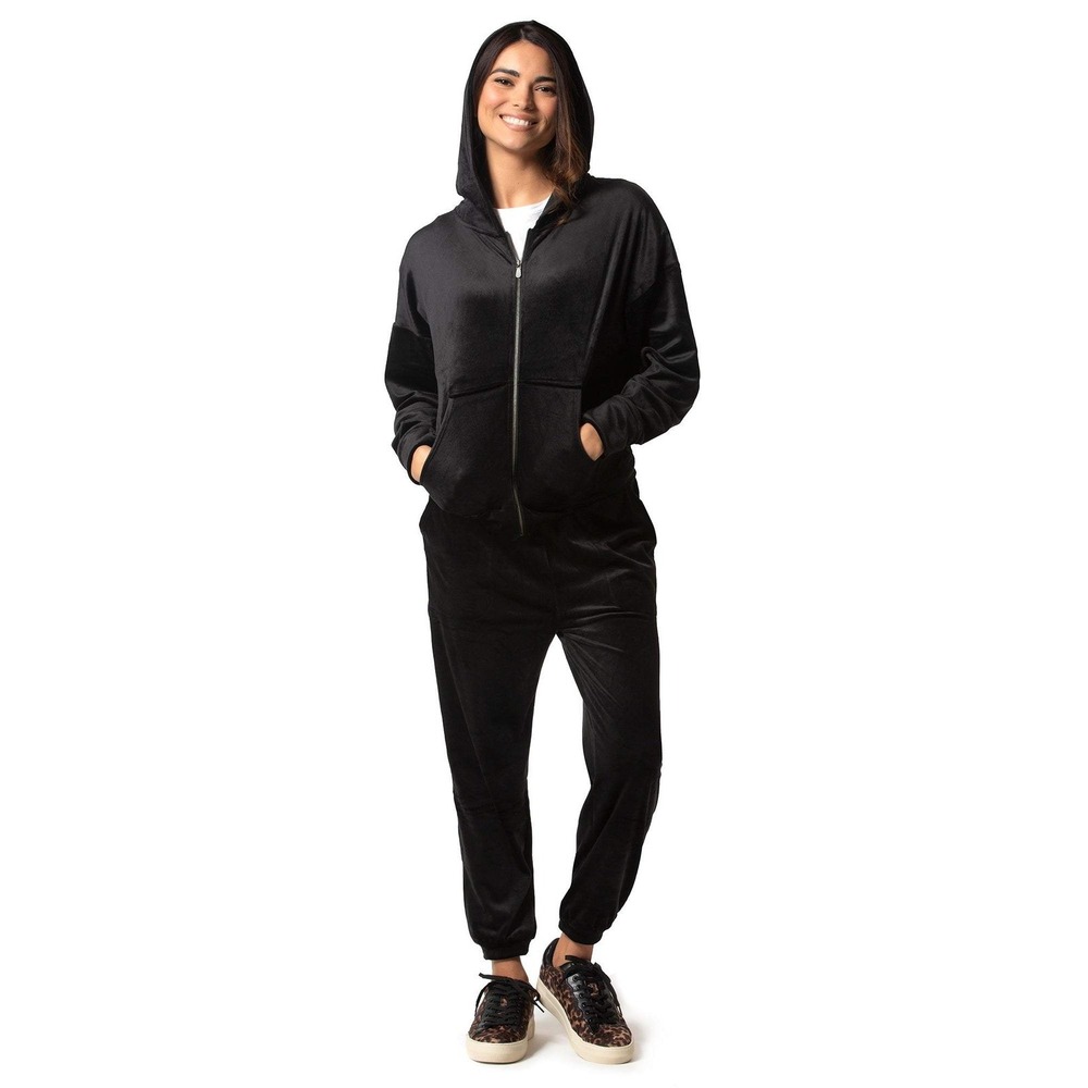 Felina Clothing Sets Tracksuit Women S Black Velour Zip Hoodie Joggers C7589